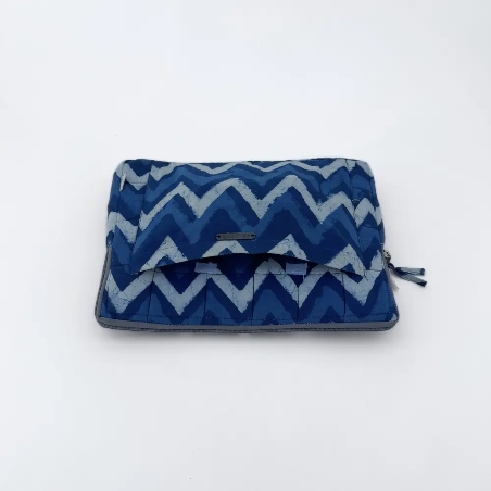 Cotton Laptop Sleeve/Cover - Indigo Chevron - 13 Inches