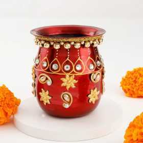 Sacred Red Karwa Chauth Kalash